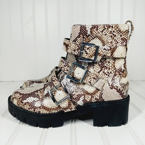 NEW BP Lilly Buckled Snake Print Moto Boot C408 - Picture 2 of 16